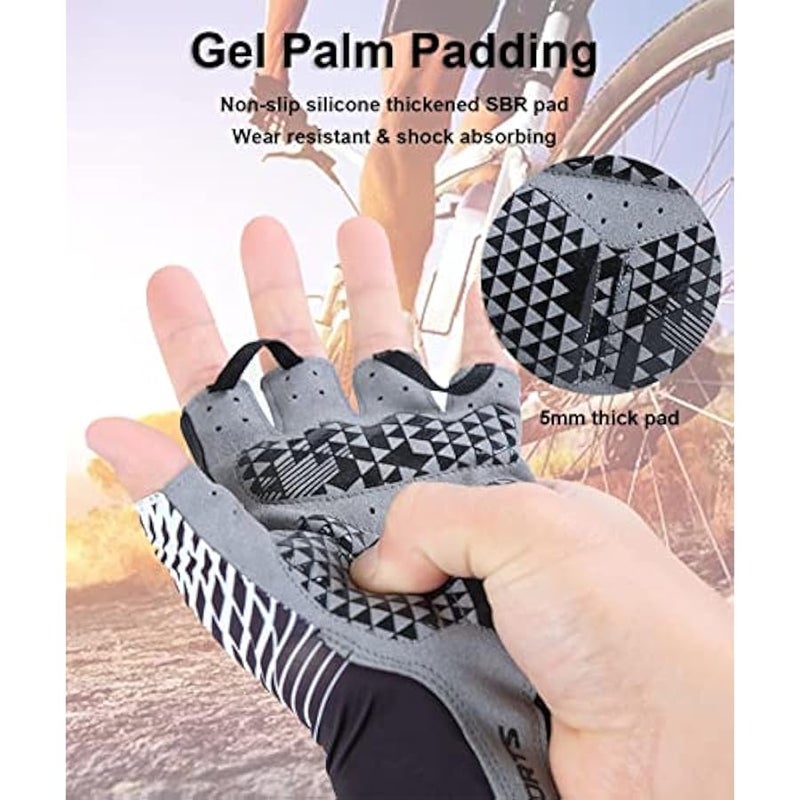 Cycling Gloves Mountain Bike Gloves, Half Finger MTB Gloves Bike Gloves for Men Cycling Mountain Bike Accessories, Bicycle Gloves Riding Gloves Biking Gloves for Men & Women - Image 2